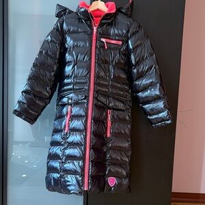 Deux par Deux Black Coat with Purple and Pink Logo